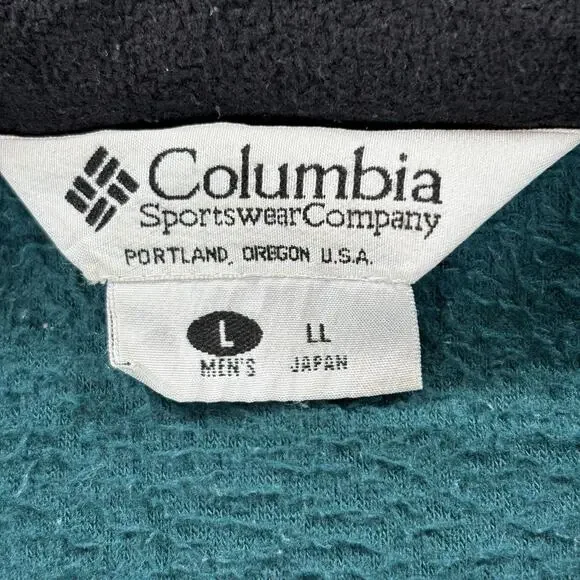 Vintage Columbia Fleece Jacket Men’s Large Green Full Zip Coat Warm Outdoor - Picture 3 of 8